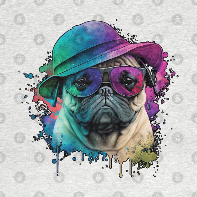 Vaporwave Pug: Hat and Sunglasses Edition by Focused Instability